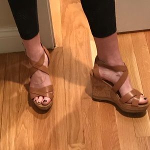 Franco sarto tan leather wedges size 7.5